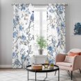 thumbnail image 5 of Blue Floral Birds Kitchen Curtains 84 Inch Length, Farmhouse Flowers Pastoral Grommet Top Bedroom Living Room Curtains, Light Filtering Cafe Curtain Drapes 2 Panels Set 84''x84'', 5 of 9