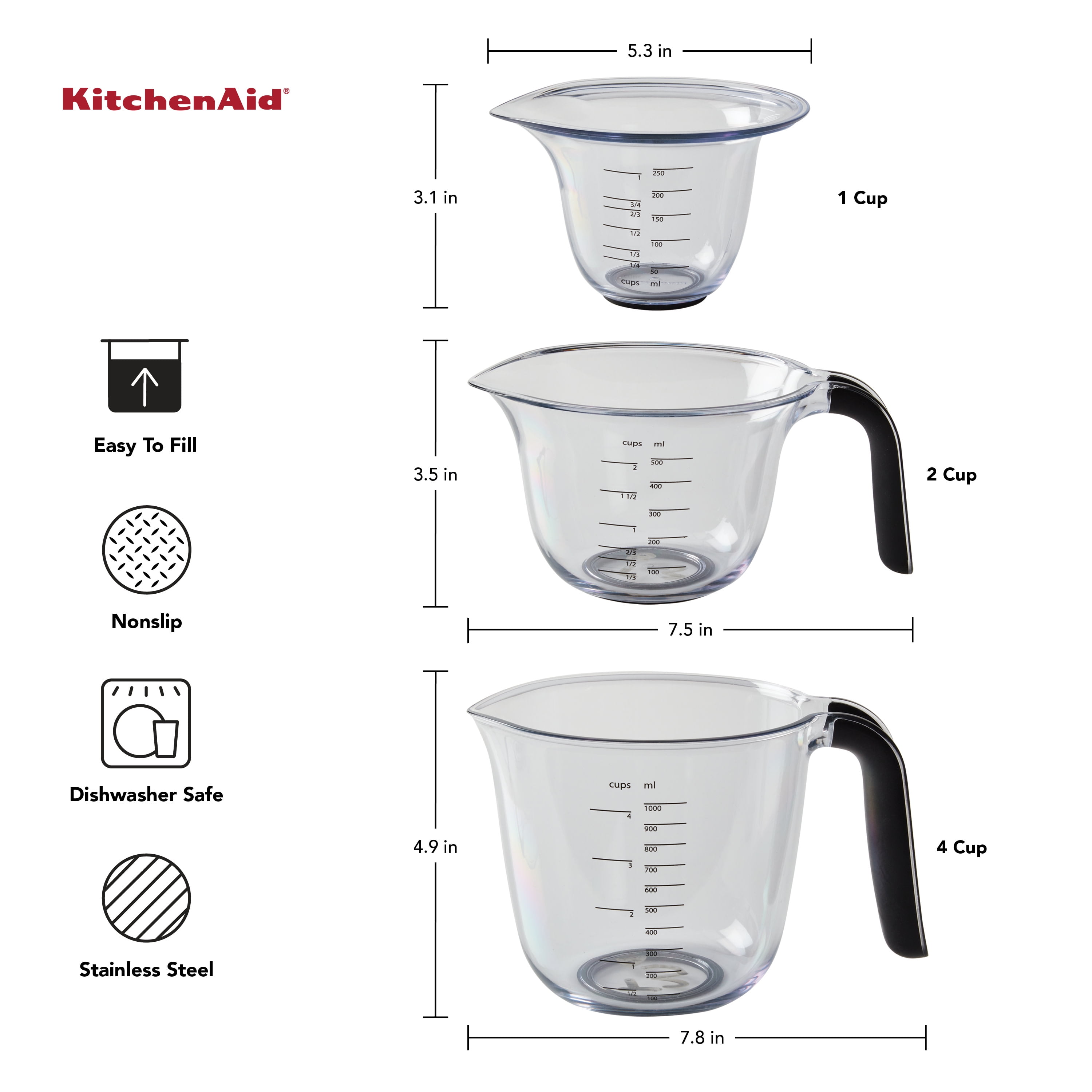KitchenAid Gourmet 2Cup Glass Measuring Cup  Kitchen aid, Cool kitchen  gadgets, Cute kitchen