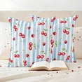thumbnail image 3 of Cherry Farmhouse Outdoor Waterproof Pillow Covers, Spring Summer Fruit Blue Striped Decorative Square Throw Pillowcase Sofa Cushion Sham for Patio/Couch/Chair, 26"x26" 2 Pack, 3 of 8