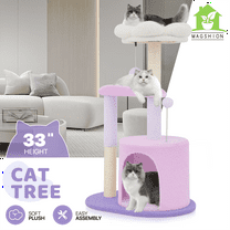33" Cat Tree Tower Multi Level Scratching Post Purple Flower Playing Condo House