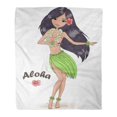 thumbnail image 1 of ASHLEIGH Flannel Throw Blanket Skirt Beautiful Cute Hula Girl Hibiscus Necklace Inscription Aloha Soft for Bed Sofa and Couch 58x80 Inches, 1 of 1