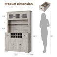 thumbnail image 2 of COZONY 68.7" Farmhouse Coffee Bar Cabinet with LED Light and Power Outlet, Kitchen Hutch with Drawers, Wine Rack for Dining Room, Living Room,Gray, 2 of 7