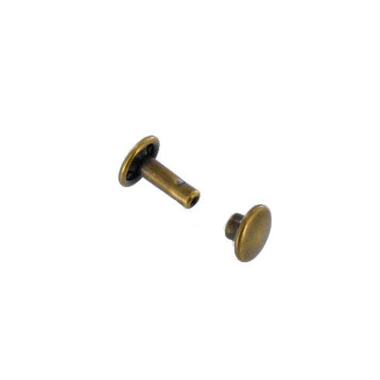 Double Cap Rivet, Antique Brass, Solid Brass-LL (100 sets per bag), Multiple Sizes