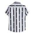 thumbnail image 3 of Camisas Manga Larga Hombre Top de informal de verano para hombre, camisa con estampado de rayas, camisa de manga corta con cuello vuelto y botones, camiseta informal (White, XS), 3 of 5
