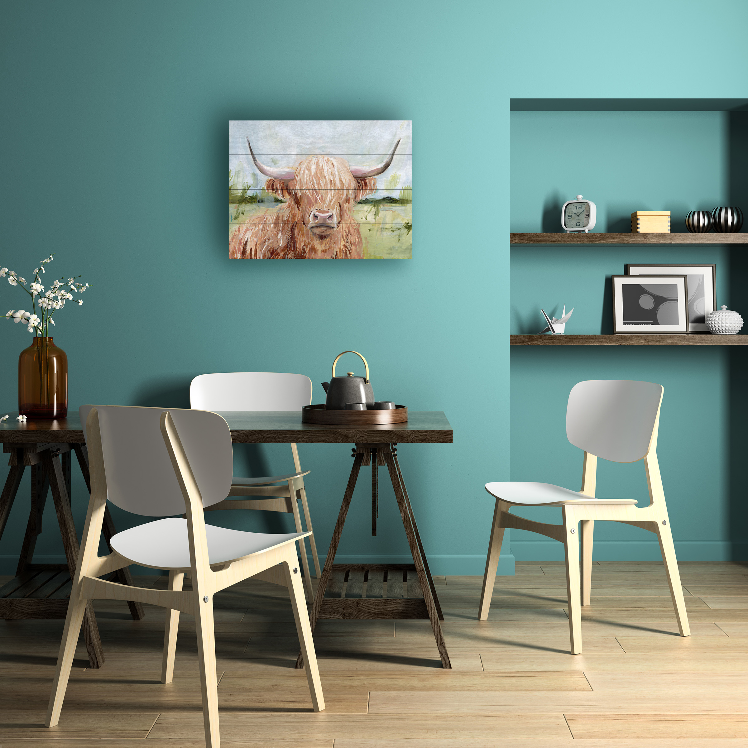 Victoria Borges 'Highland Grazer II' Wood Slat Art 12x16
