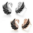 thumbnail image 3 of Swan Stud Earrings Black Gold Plated for Women Ginger Lyne Collection, 3 of 5