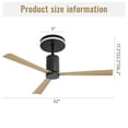 thumbnail image 6 of POPFAN 52 Inch Modern Flush Mount Ceiling Fan with Led light and Remote Control, 3 ABS Blades Noiseless Reversible DC Motor for Patio Living Room, Matte Black, 6 of 9