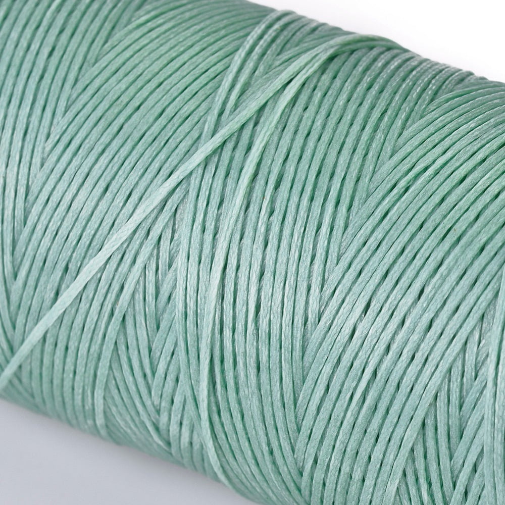 3Roll Waxed Polyester Cord Micro Macrame Cord Waxed Sewing Thread Flat Aquamarine 0.8mm about 284.33 yards(260m)/roll