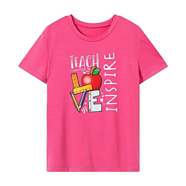 Camiseta para mujer verano suave y elegante clásico recuerdo cuello redondo camisa Rosa Rosa