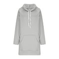 thumbnail image 4 of XPMWRP Women's Oversized Hoodie Solid Color Sweatshirt Fall Winter Pullover Casual Long Sleeve Split Hem Dress with Kangaroo Pocket Gray XXL, 4 of 8