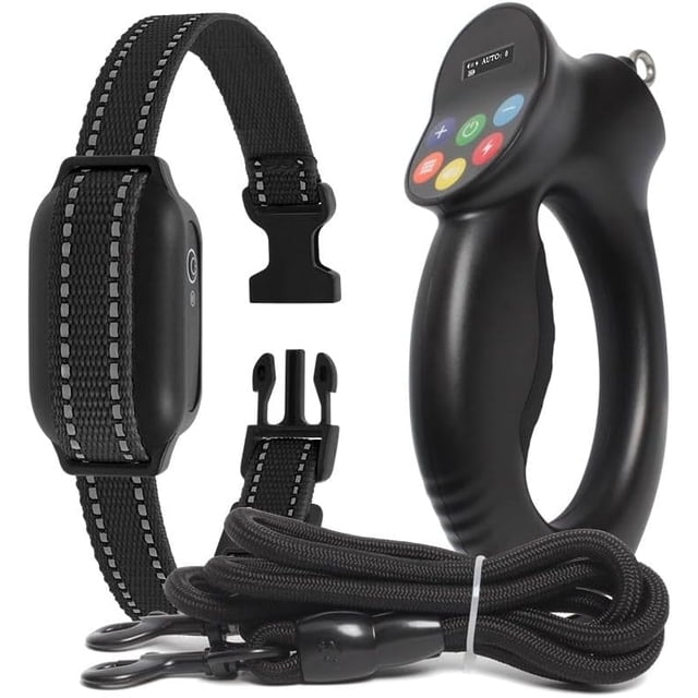 Sistema profesional de entrenamiento canino al aire libre con collar electrónico, control remoto de 500 m y correa de entrenamiento,
