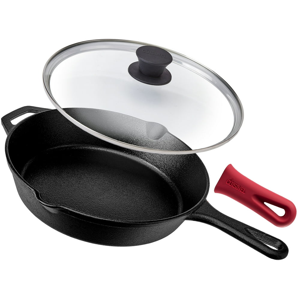 Pre Seasoned Cast Iron Skillet 10 Inch With Glass Lid And Handle