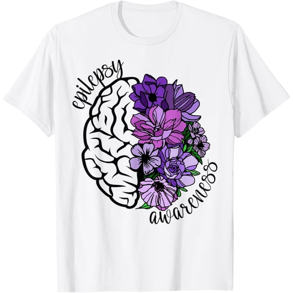 Epilepsy Awareness Purple Brain Flower T-Shirt