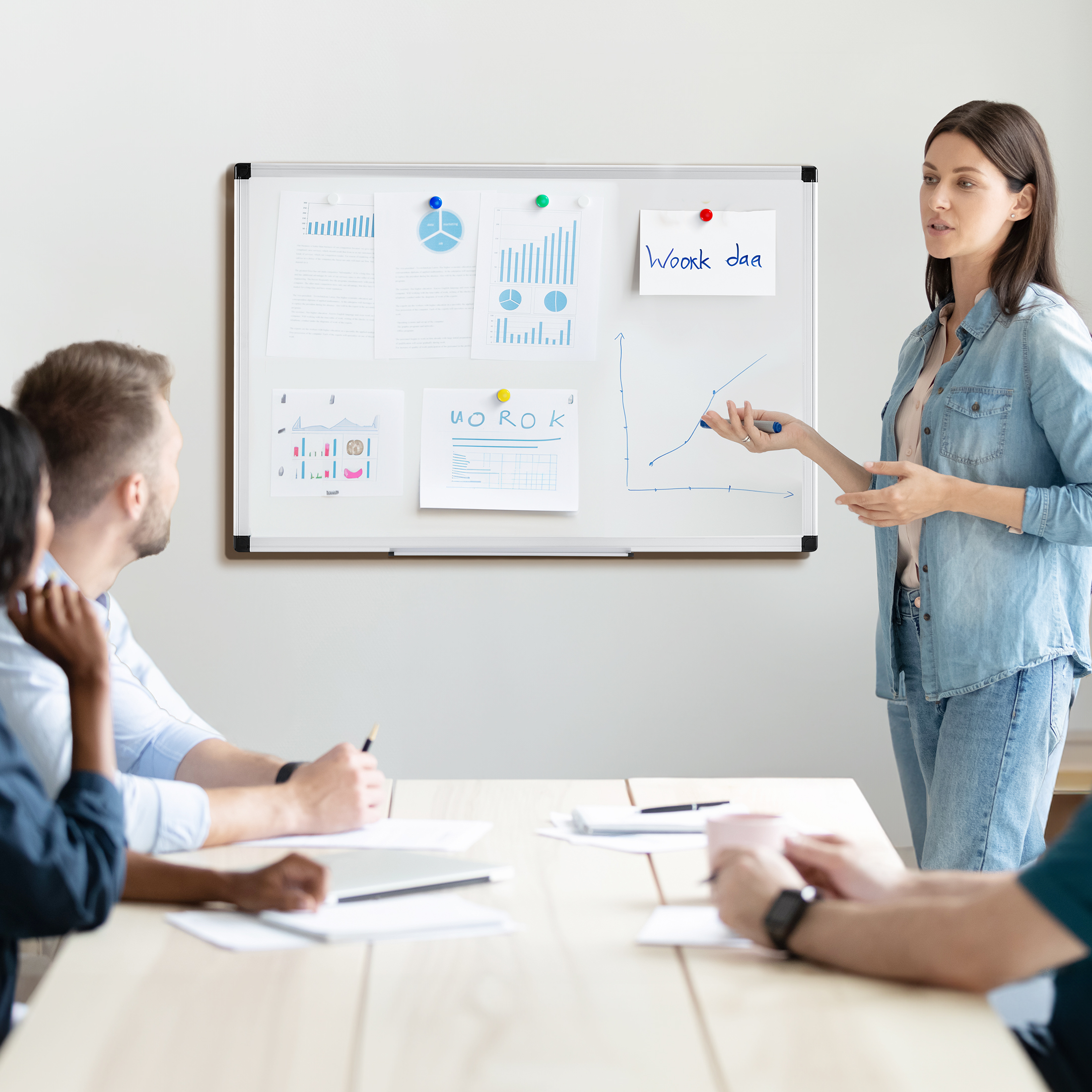 JIOABL 36"x24" Magnetic Dry Erase Board Dual Mounting Options Removable Pen Tray Aluminium Frame, White
