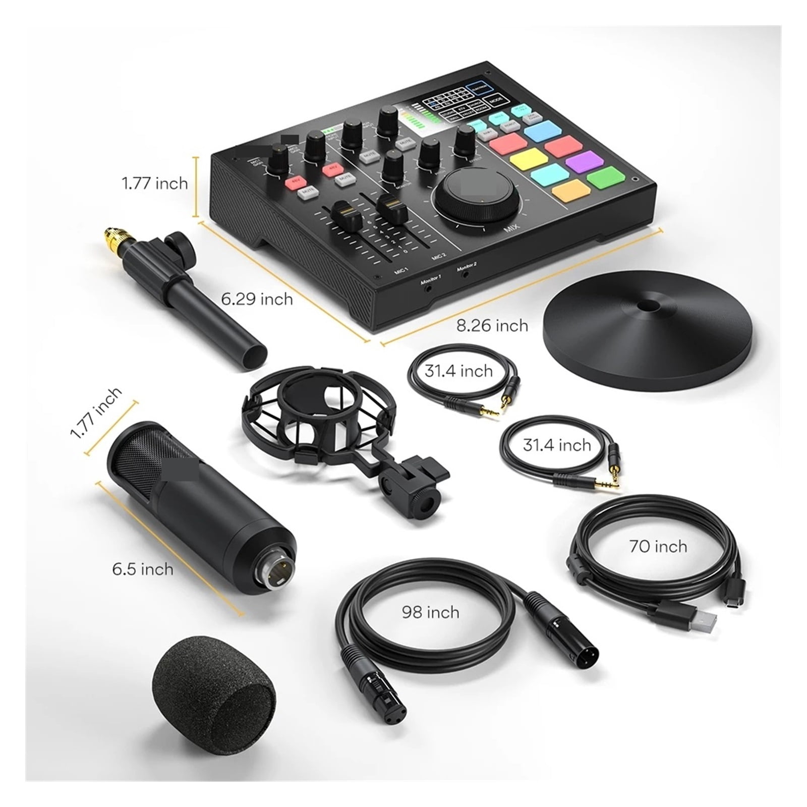 Professional Microphone Kit Interface With XLR Condenser Mic Podcast Studio For Live Streaming PC Recording Gaming ,Easy to Operate