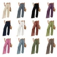 thumbnail image 4 of facefd Women's Casual Solid Color Wide Leg Stretchy Pants with Pockets, Gray, S, 4 of 5