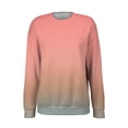 thumbnail image 4 of VJGBEGW Women Gradient Ribbed Long Sleeve Sweatshirt Crew Neck Loose Fit Pullover Tops Casual Drop Shoulder Sweatshirts Watermelon Red M, 4 of 4