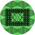 thumbnail image 1 of Ahgly Company Machine Washable Indoor Round Transitional Deep Emerald Green Area Rugs, 5' Round, 1 of 7