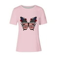 thumbnail image 4 of DDAPJ pyju American Flag Shirts Women Patriotic Shirt 4th of July Tee Tops Round Neck Short Sleeve Summer T-Shirt Lightning Sales Pink XL, 4 of 5