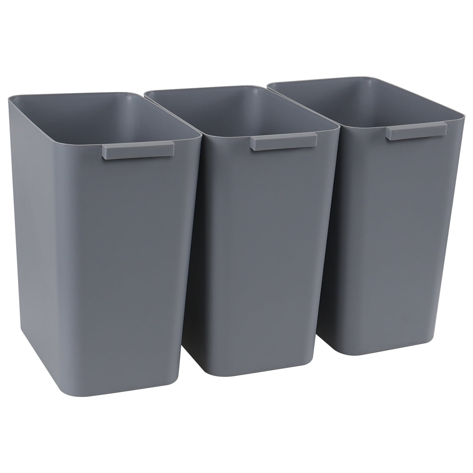 Lasbily 3-Pack 4.5 Gallon Plastic Rectangular Wastebasket, Slim Bathroom Trash Can, Gray