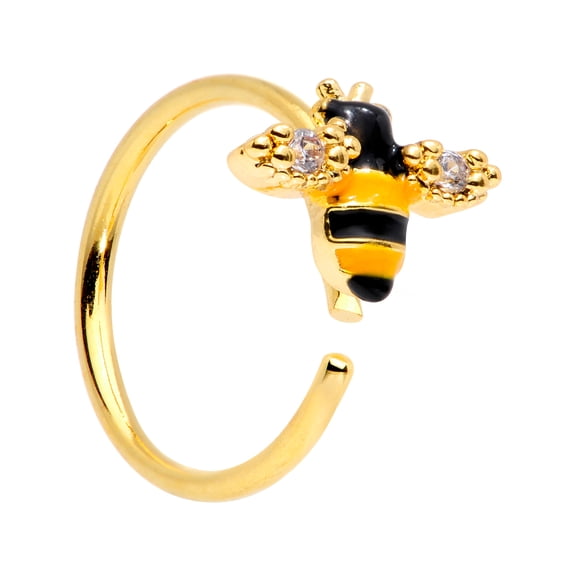 Body Candy 20G PVD Steel Clear Accent Bumble Bee Nose Ring 8mm Nose Hoop Ring Circular Nose Ring 5/16"