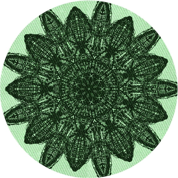 Ahgly Company Indoor Round Patterned Pastel Green Area Rugs, 6' Round