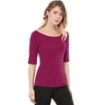 thumbnail image 4 of DARING DIVA Women's Slim Fit Pullover Boat Neck Stretchable T-Shirt 3XL Fuchsia, 4 of 6