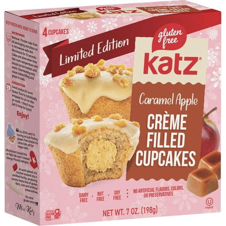 Katz Gluten Free Creme Filled Cupcakes - Caramel Apple |Gluten Free, Dairy Free, Nut Free, Soy Free, Kosher | (1 Pack, 7.0 Ounce Each)