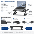 thumbnail image 6 of WorkEZ Best Adjustable Aluminum Laptop Stand and Lap Desk for Bed, Couch and Desk with Mouse Pad, Black, 6 of 9