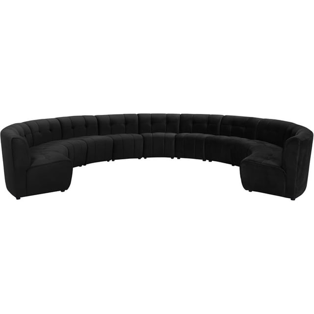 Meridian Furniture Sectionnel Modulaire 11 Pcs en Velours Noir Limitless