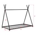 thumbnail image 4 of Twin Size House Platform Bed, Metal Floor Bed Frame with Triangle Structure and Slats Support, Canopy Play House Bed Montessori Bed, for Kids, Teens, Adults, Boys, Girls, Black, 4 of 9