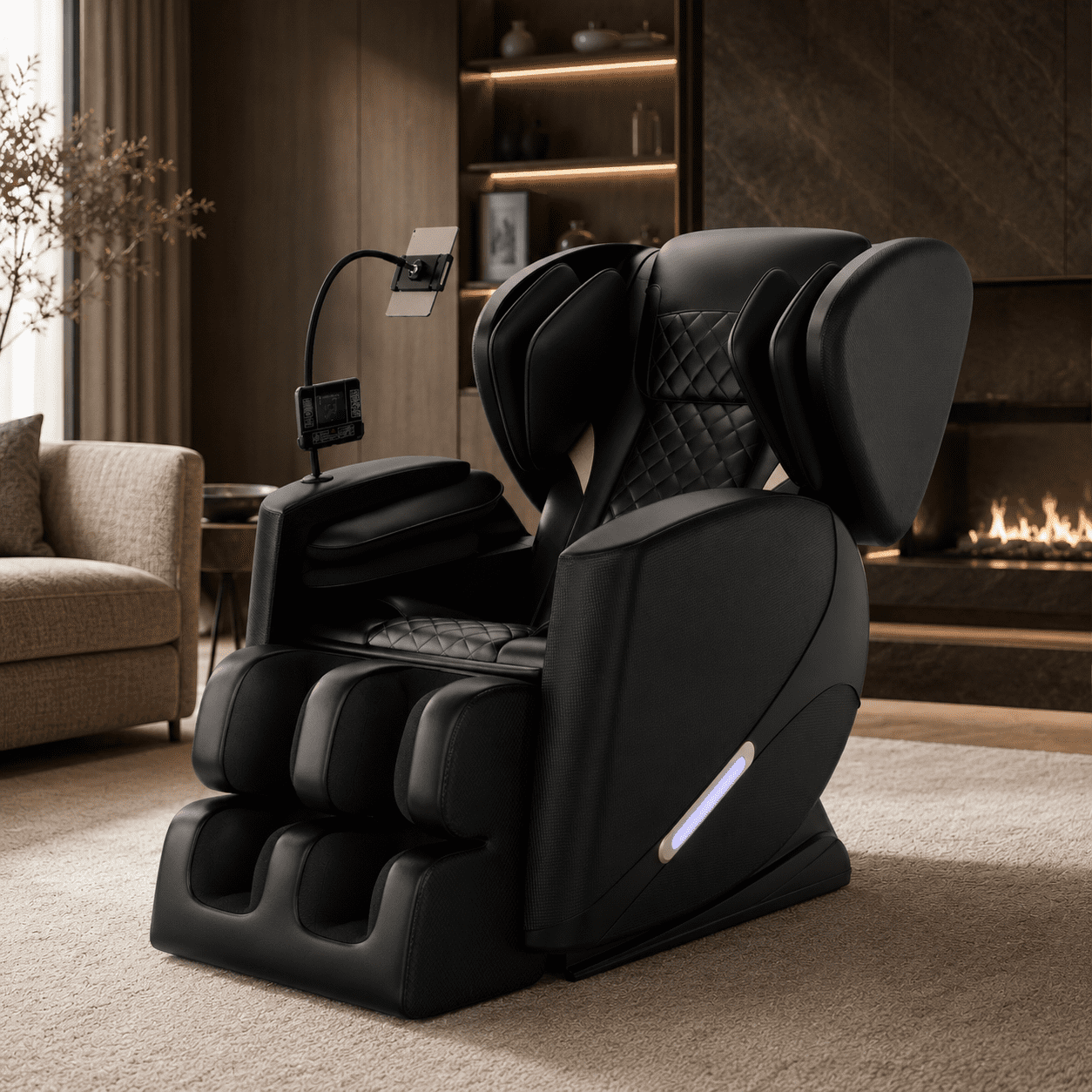 Aenkyo Full Body Zero Gravity Massage Chair Recliner with 6 Fixed Rollers, Foot Massage, Heating and Bluetooth, Black