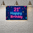 thumbnail image 3 of Neon Style 21st Happy Birthday Banner Backdrop Background Party Supplies Birthday Decoration Photography Props Decorations Birthday Party Event Decor, 3 of 7