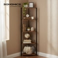 thumbnail image 3 of VASAGLE 5-Tier Corner Shelf, Bookcase with Adjustable LED Lights, Storage Shelf with Steel Frame, 9.8 x 18.9 x 57.7 inches, for Living Room, Bedroom, Study, Rustic Brown,Adult, 3 of 8