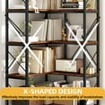 thumbnail image 6 of DWVO 5-Tier L-Shaped Bookcase Storage Organizer, Tall Corner Bookshelf Open Display Freestanding Storage, Brown, 6 of 8
