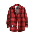 thumbnail image 1 of Chemises d'Été pour Hommes Chemise Décontractée Imprimée à Manches Longues à Col Rabattu Chemise à Carreaux Rayée T-Shirts pour Hommes Rouge Melon D\'eau TTTTG, 1 of 3