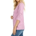 thumbnail image 3 of Zenana Women & Plus Front V-Neck Classic Thin Snap Button Down 3/4 Sleeve Ribbed Knit Cardigan, 3 of 4