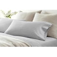 thumbnail image 3 of 1000TC Egyptian Cotton 4-Piece Striped Sheet Set, 30" Deep Pockets - Full XL, Silver Gray Stripe, 3 of 7
