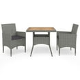 thumbnail image 1 of vidaXL 3 Piece Garden Dining Set Grey Poly Rattan and Acacia Wood, 1 of 5