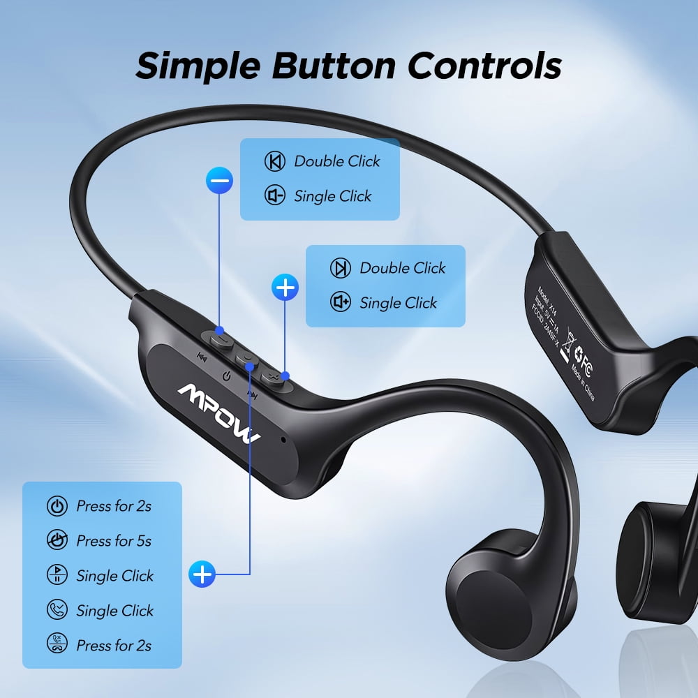 MPOW Open-ear Bone Conduction Earphone, Bluetooth 5.3 Bone Conduction Headphones with Mic, Hand Free Call 8H Playback Sport Earphone
