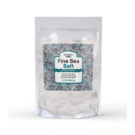 Unpretentious Fine Sea Salt 1.5 lb, Pure Evaporated Mediterranean Sea Salt
