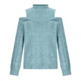 thumbnail image 4 of Blmnix Ladies Trendy Off The Shoulder Sweaters Long Sleeve Green Turtleneck Fall Clothing, 4 of 6