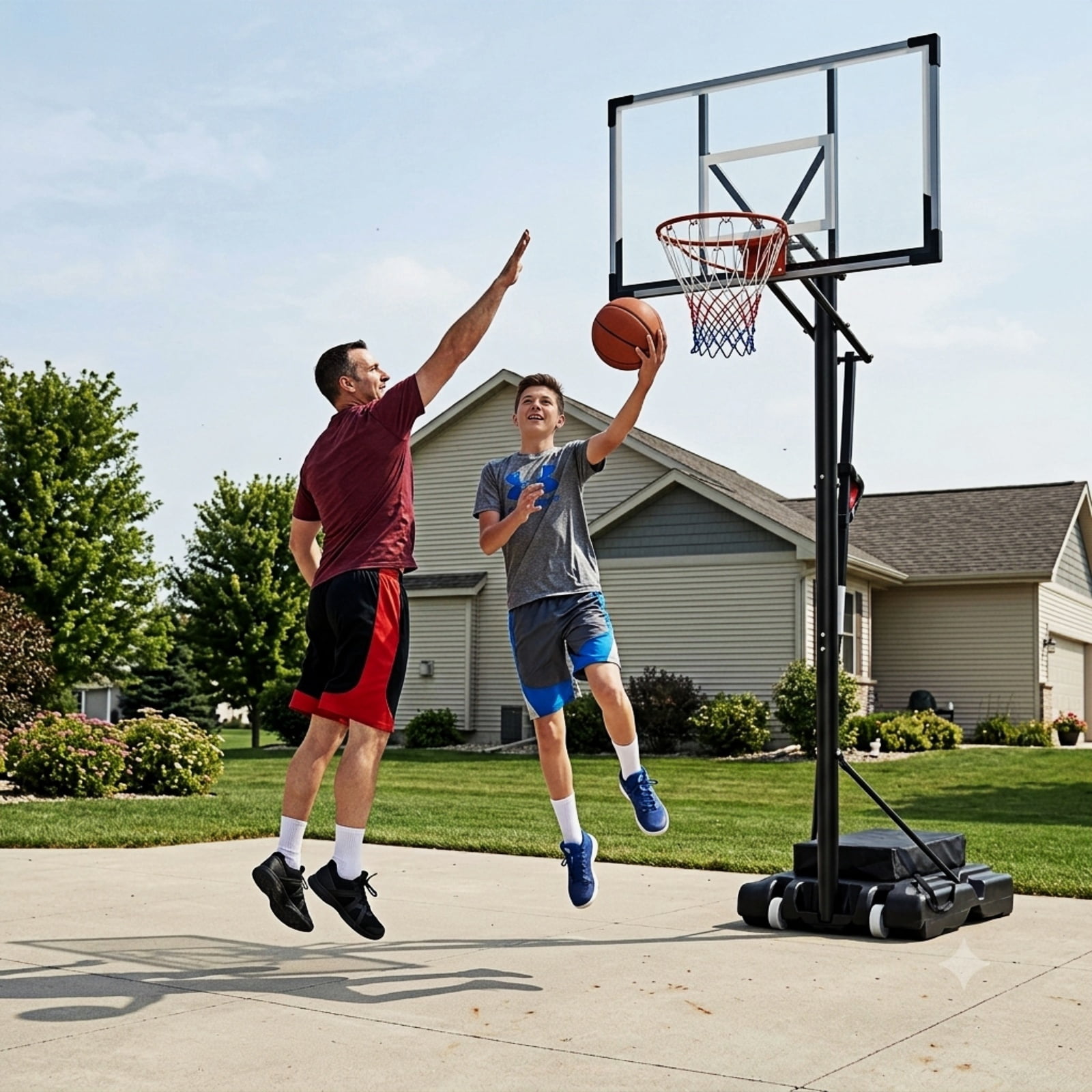 Bexfil Portable Basketball Hoop System,  44" Shatterproof Backboard, Adjustable Height 5-10FT, Outdoor Indoor Basketball Goal with Wheels & Weight Bag for Kids Teens Adults