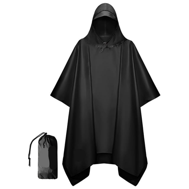 Hooded Rain Poncho Waterproof Raincoat Jacket for Men Women Adults (Customizable)