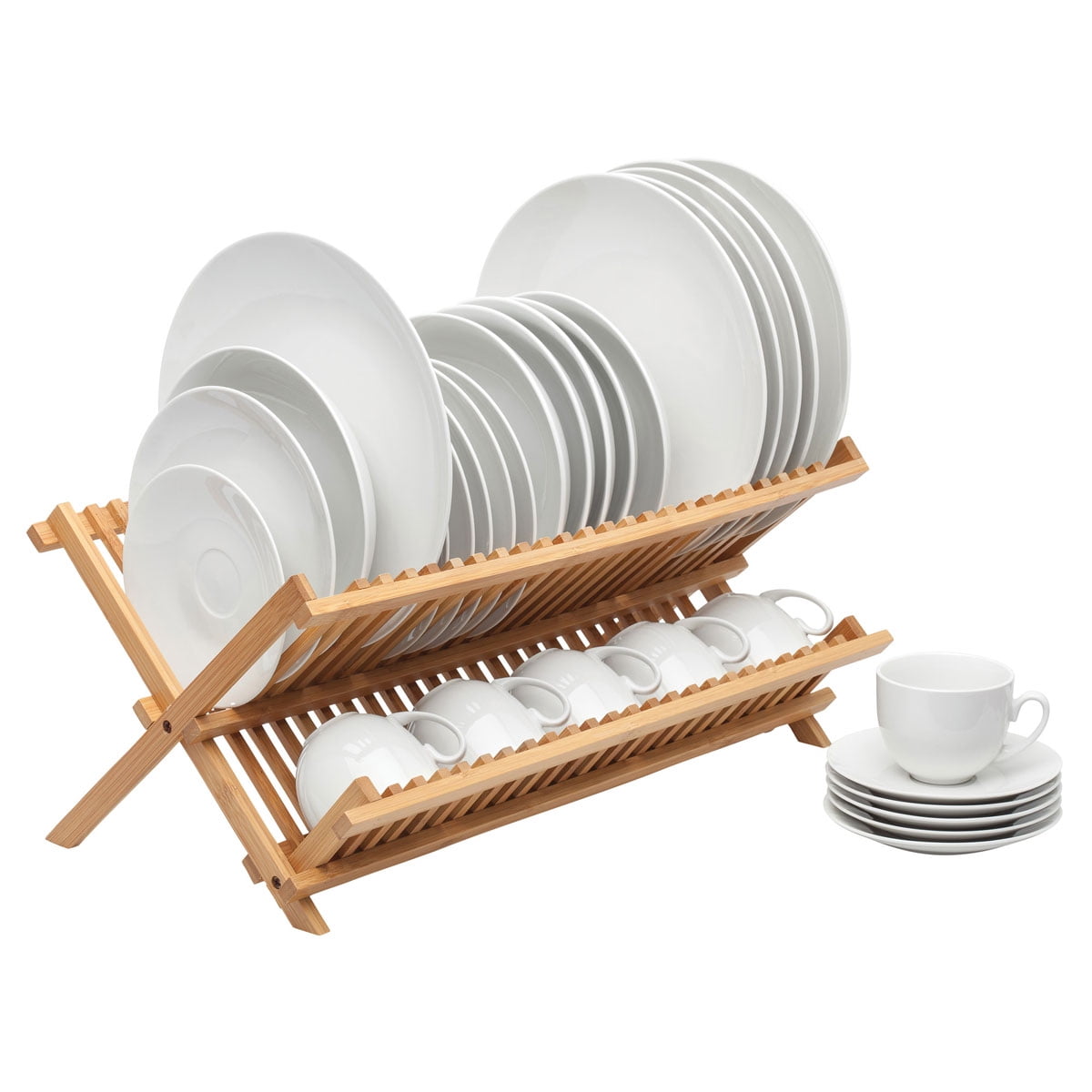 HIC Kitchen Bamboo Folding Dish Drying Rack, 20.5 x 13-Inches