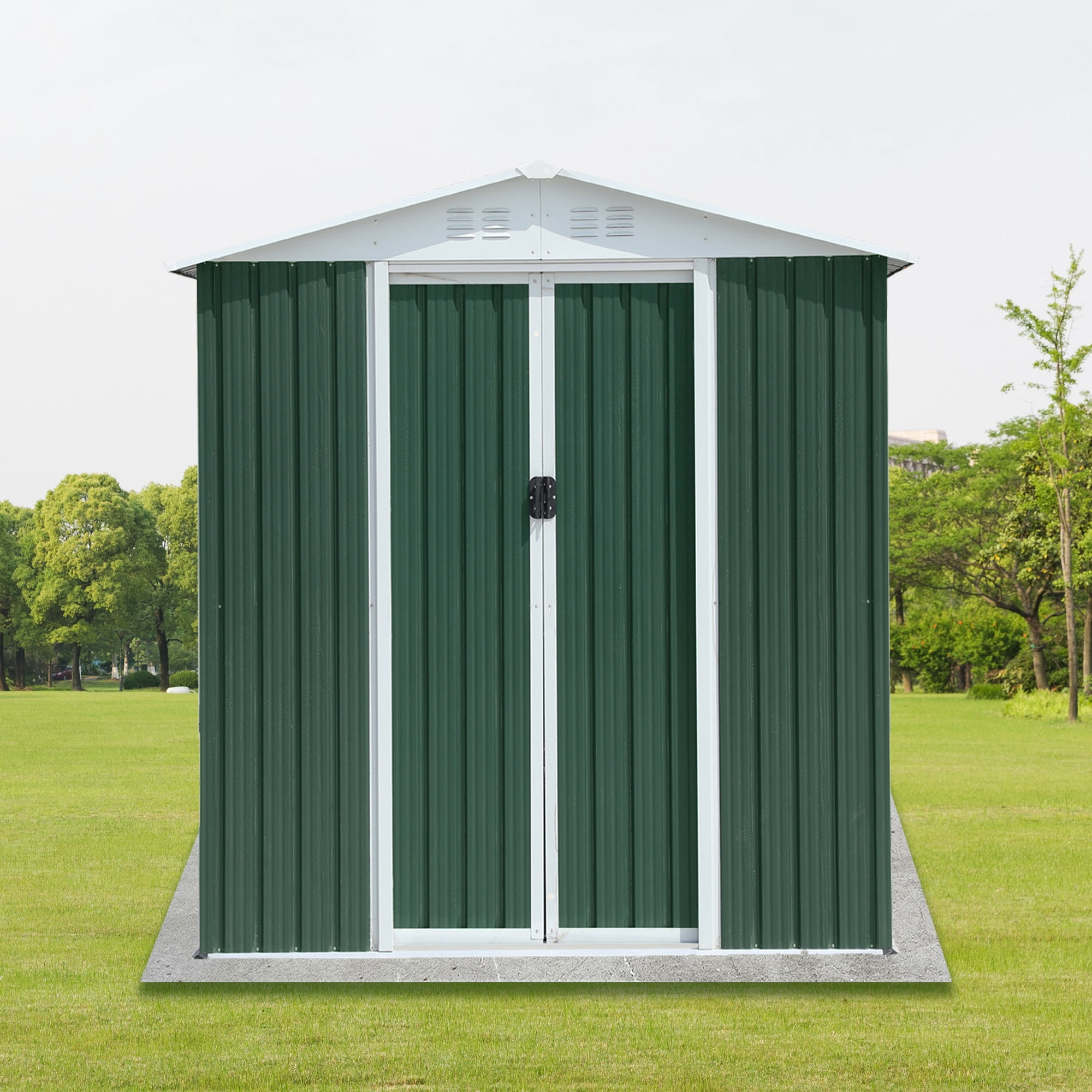 6x4FT Outdoor Tool Storage House Garden Shed w Aluminum Alloy Frame&Sliding Door