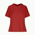 thumbnail image 4 of ORT Women Tops Summer Short Sleeve V Neck Dressy Casual Loose Fit Shirts Summer Flowy Blouses Trendy Clothes(Brick Red,L), 4 of 5