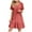 Watermelon Red, variant on Karight Summer Dresses for Women 2025 Vacation Short Sleeve v Neck Mini T Shirt Dress Pleated Ruffle Flowy Beach Sundresses