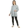 thumbnail image 4 of Moomaya Printed Mandarin Collar Pleated Tunic Shirt Casual Long Top For Leggings, 4 of 7