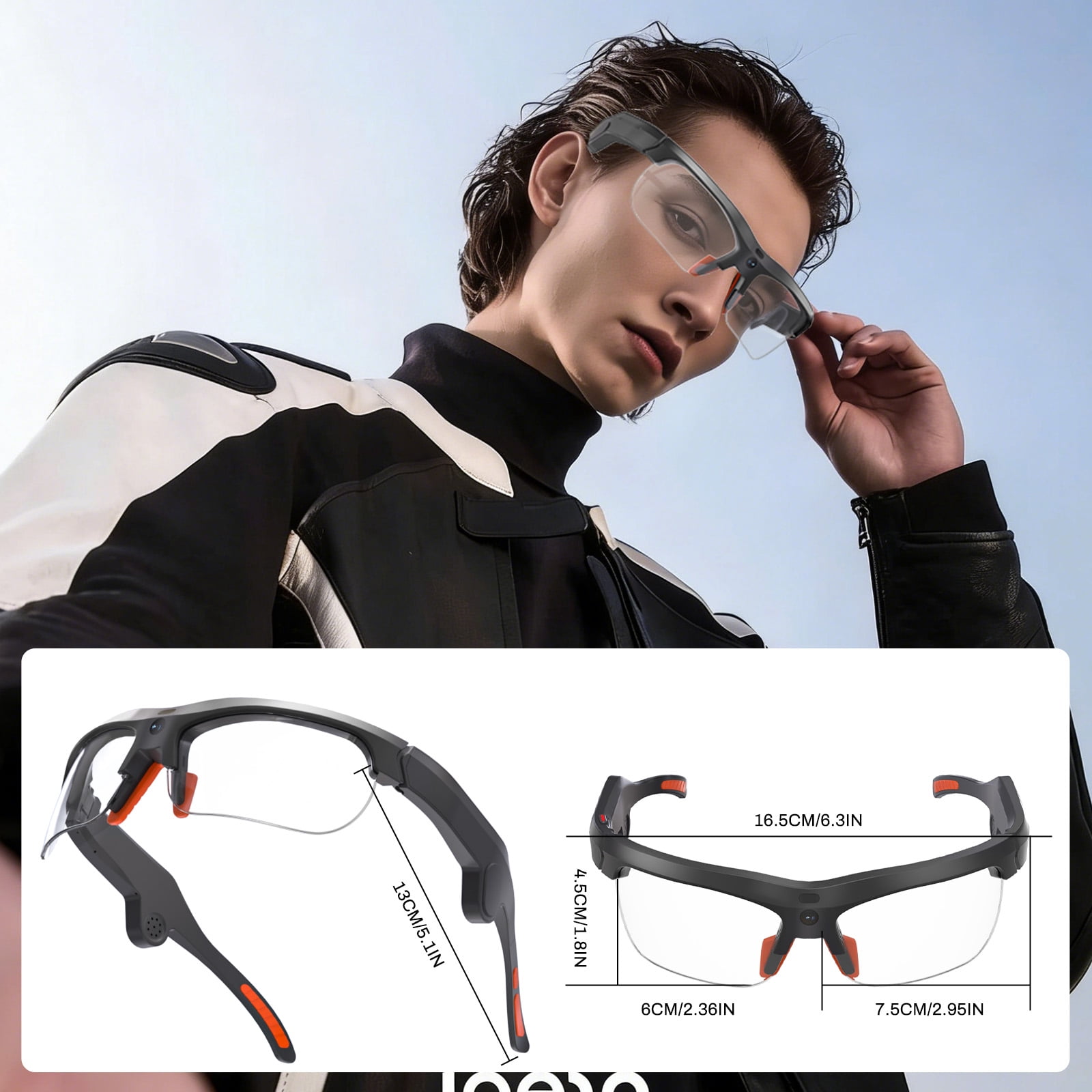 AI Smart Sports Sunglasses with 20MP Camera, Open-Ear Audio, Real-Time Translation, EIS Stabilization, Photochromic UV400 Lenses for Cycling, Hiking & Outdoor Activities, Black